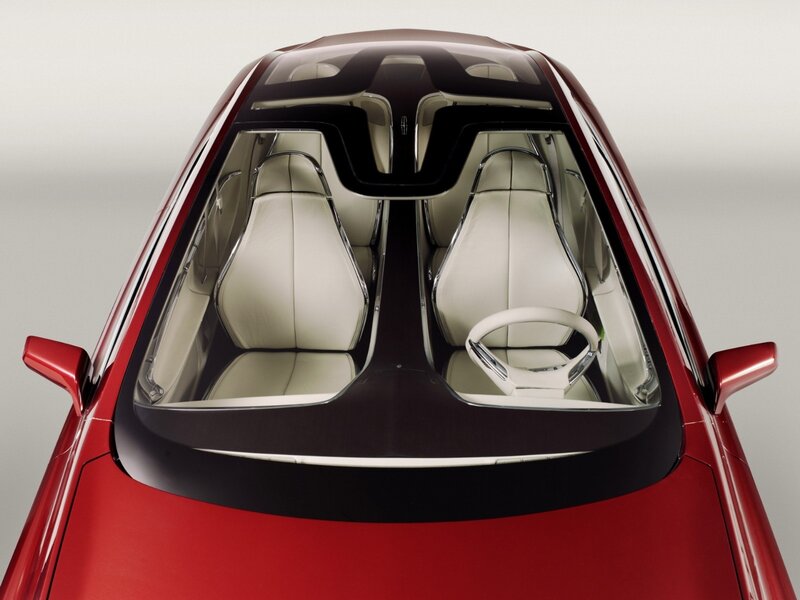 Red car interior from above