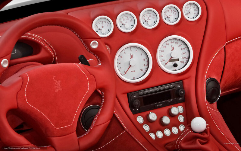 Red Car Interior — Modern, Photograph, Steering Wheel