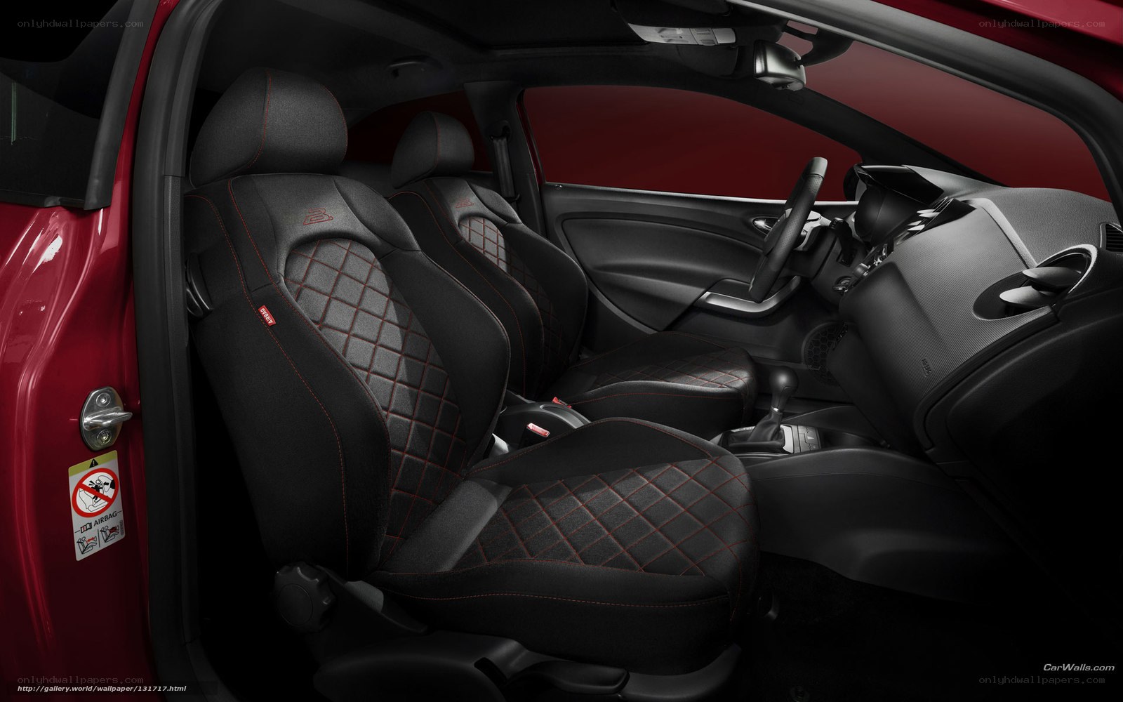 red car interior with black seats