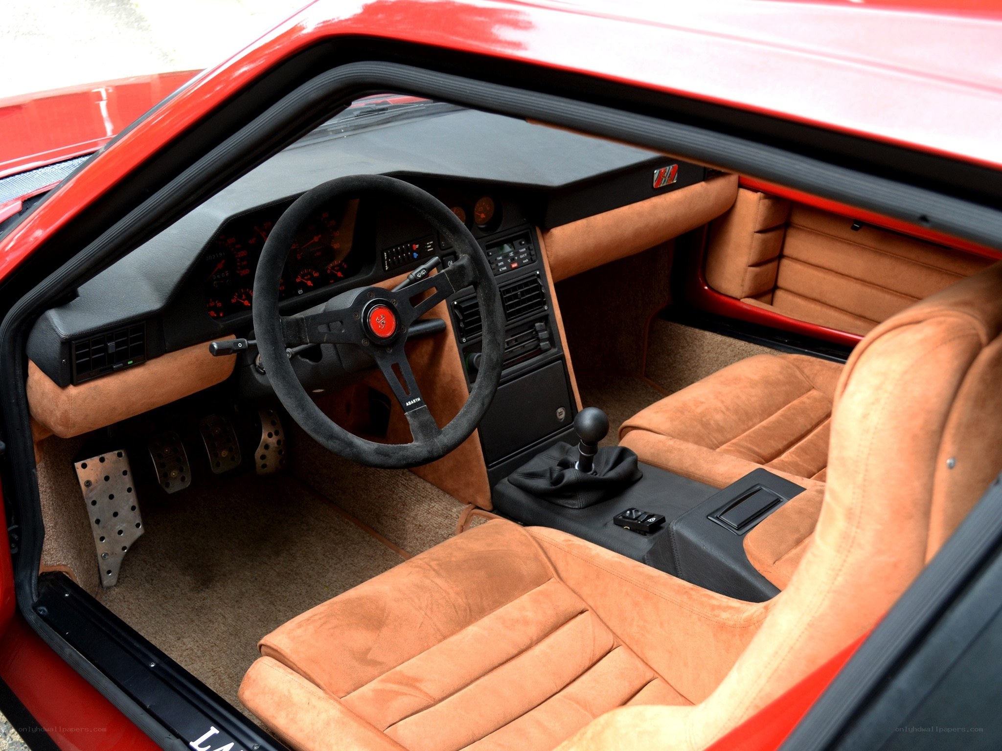 red car interior with tan seats