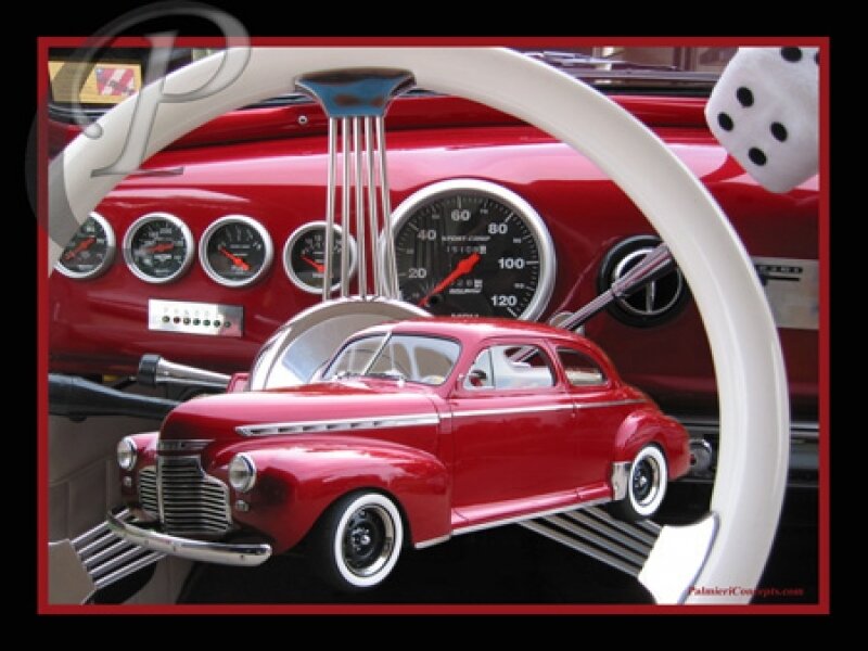 Red car model with dashboard