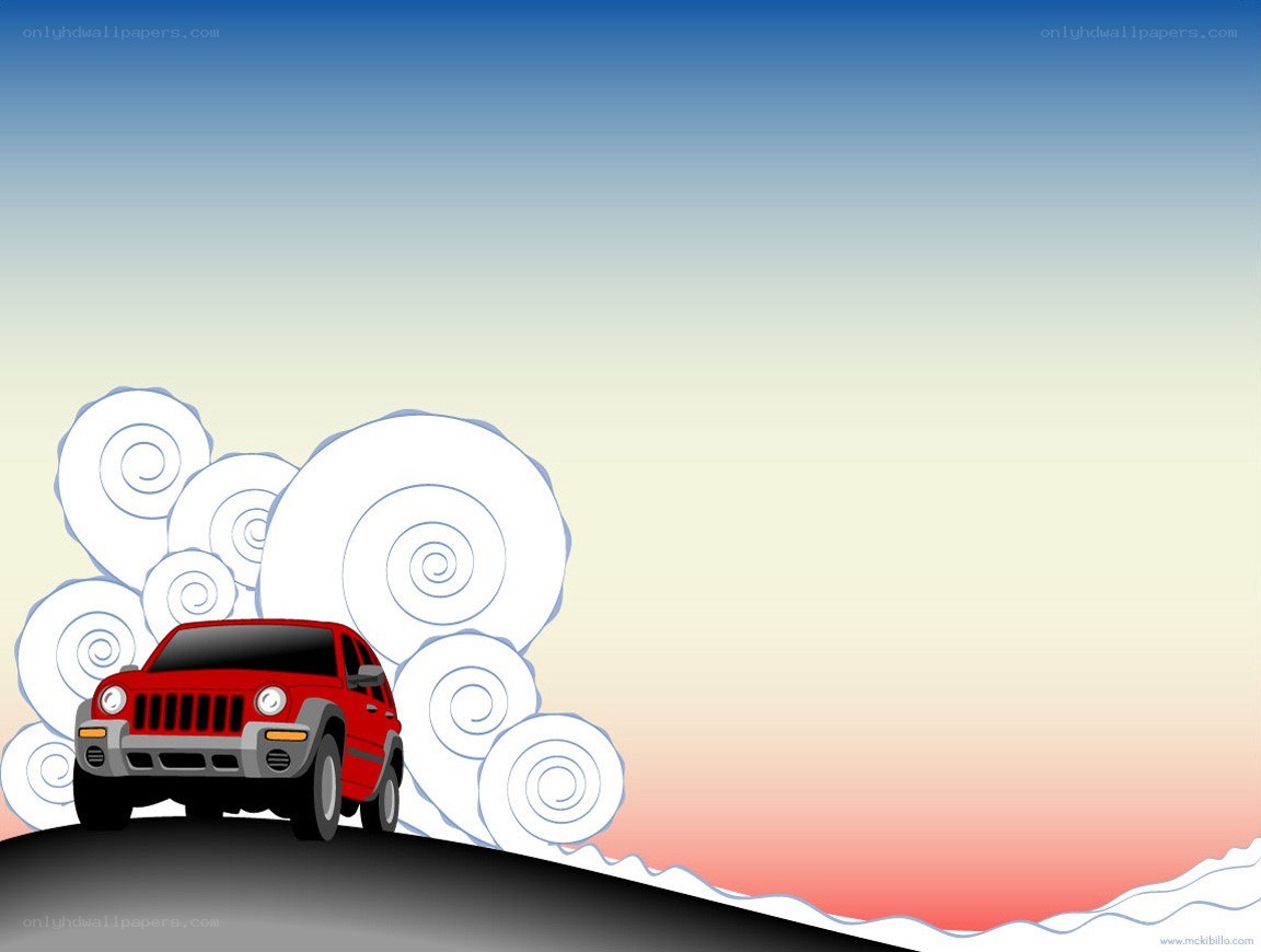 red car on a hill