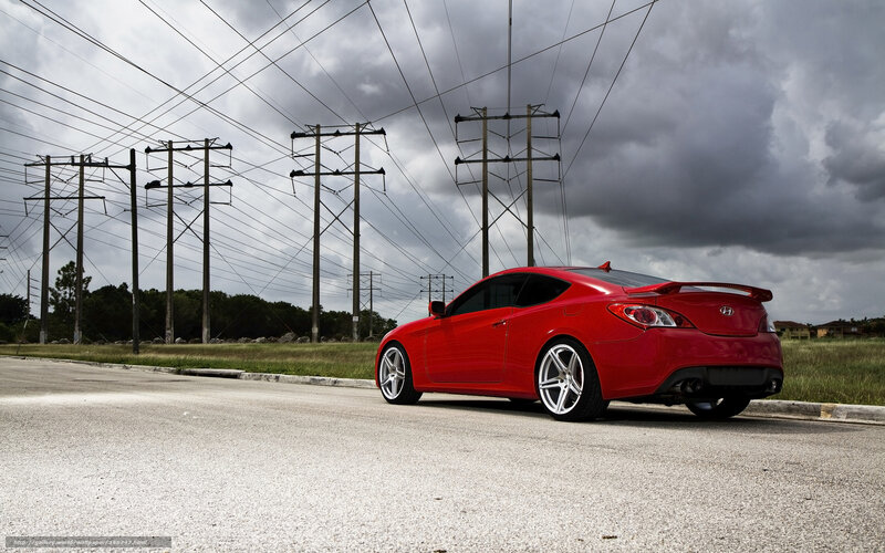 Red car on a road