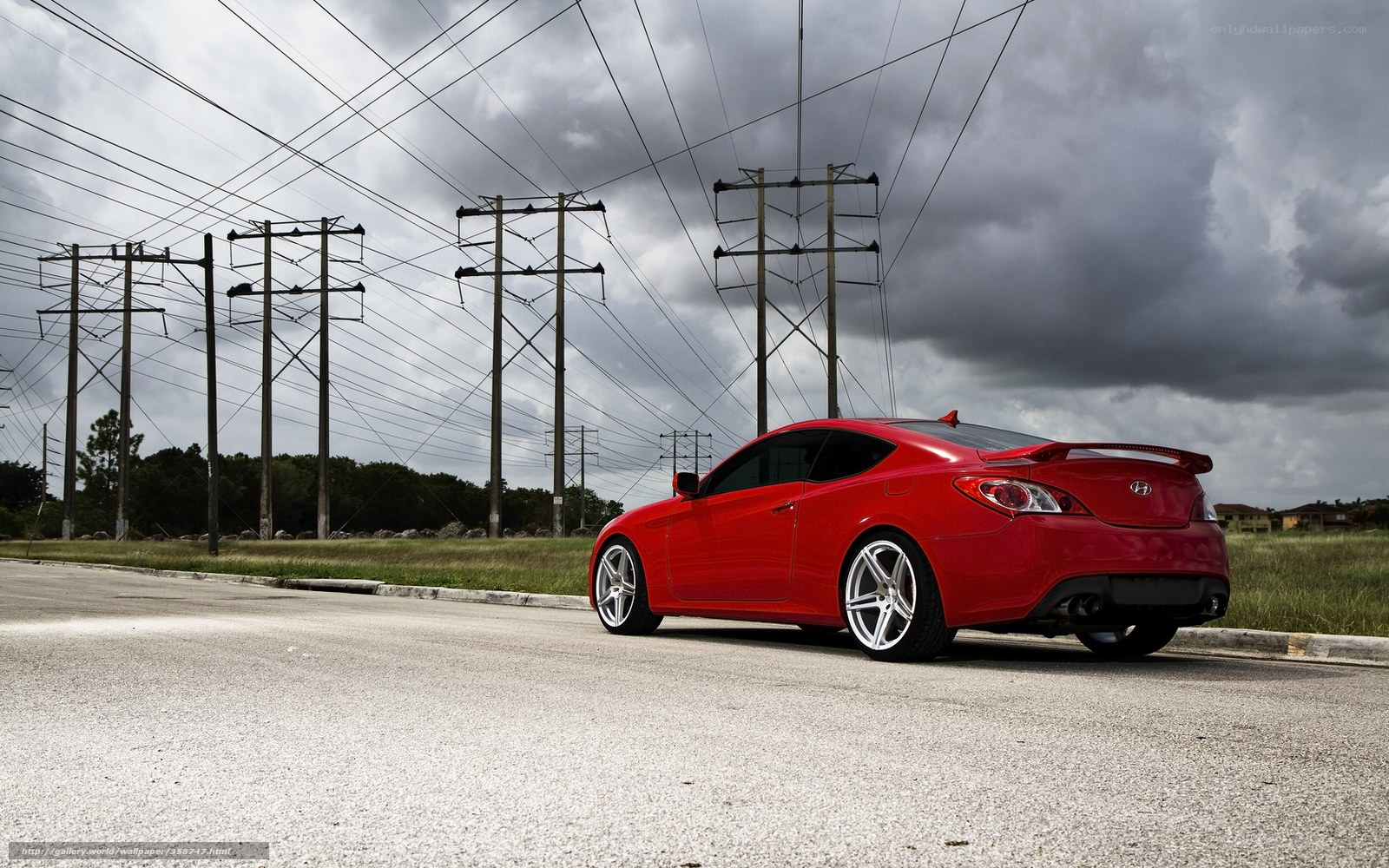 Red car on a road