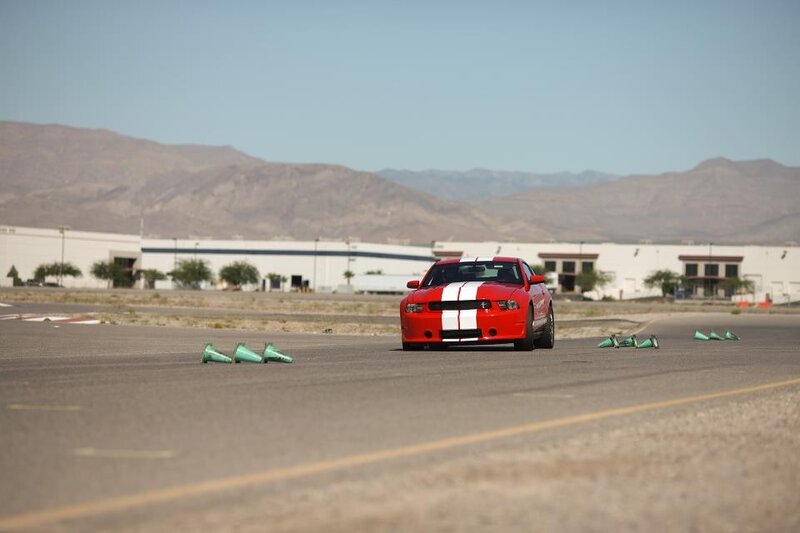 Red car on a track
