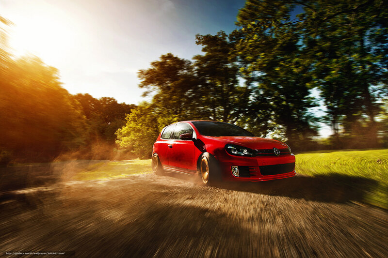 Red Car on Dirt Road — Dynamic