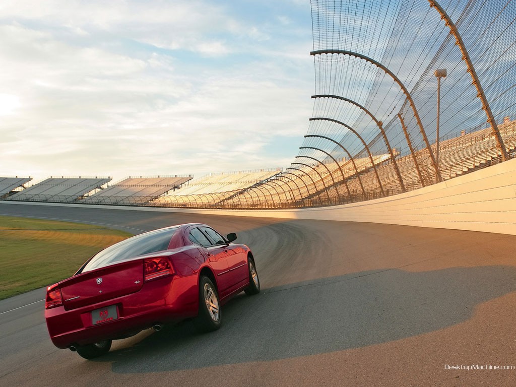 Red car on racetrack