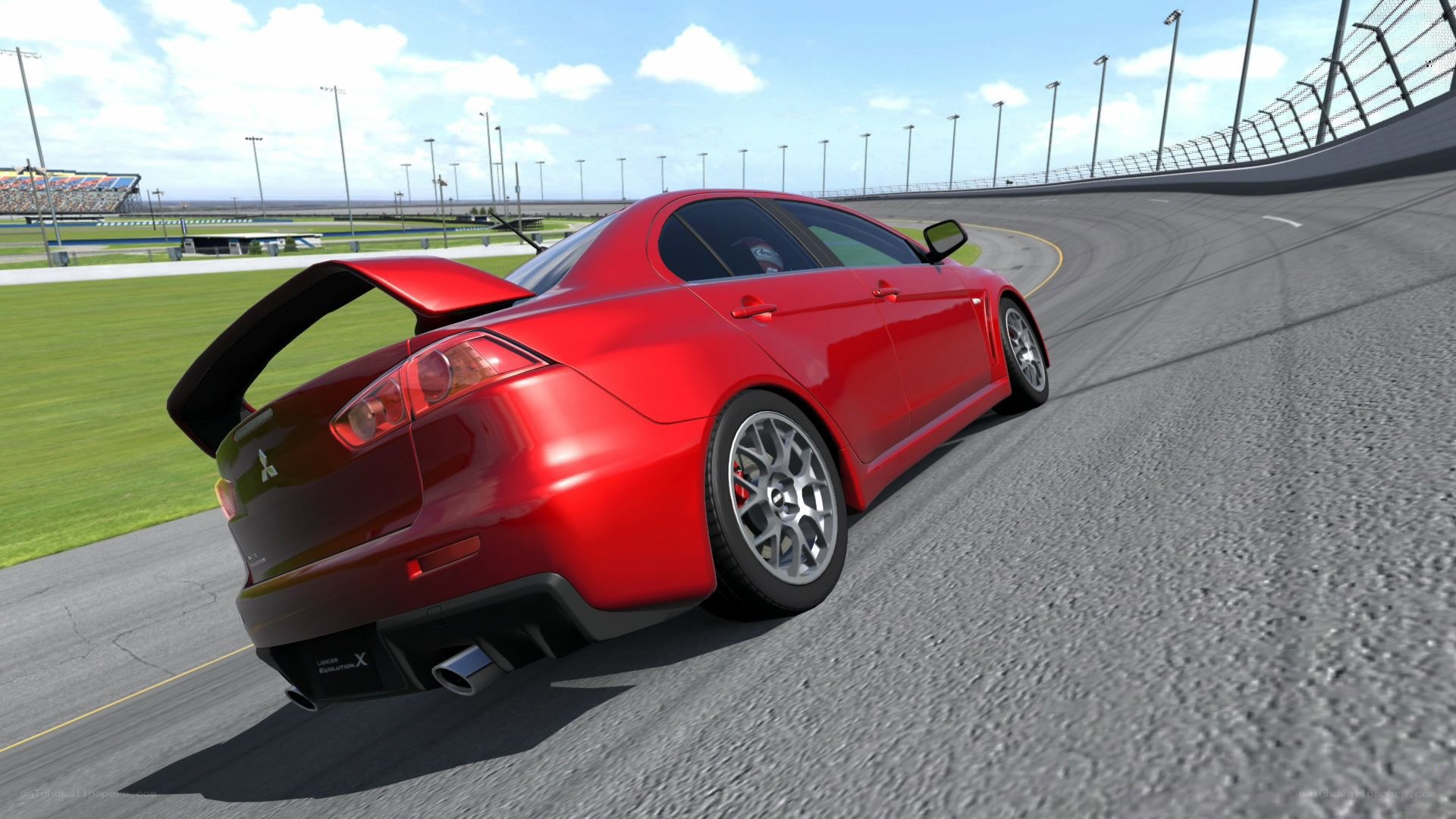 red car on racetrack