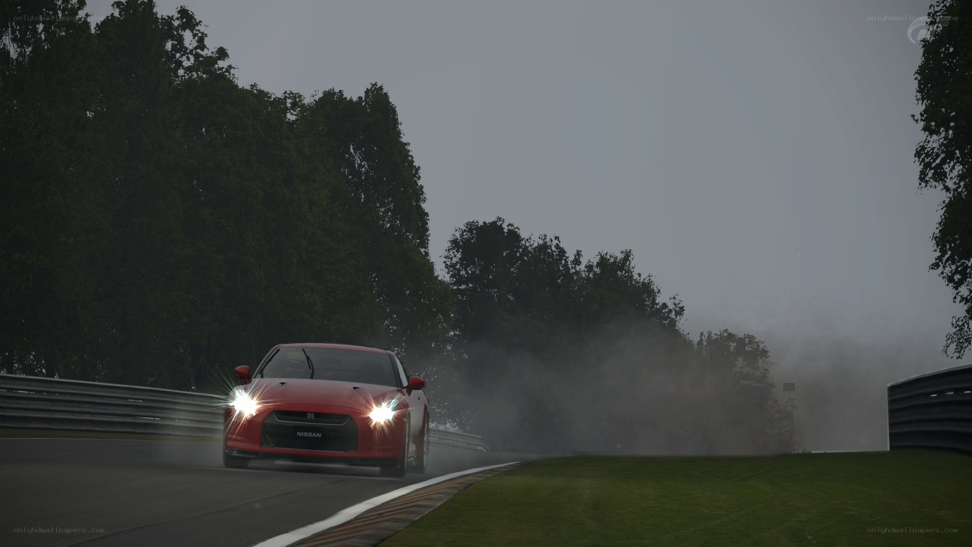 Red car on racetrack
