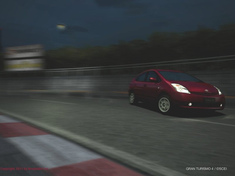 Red Car on Racetrack — Dark