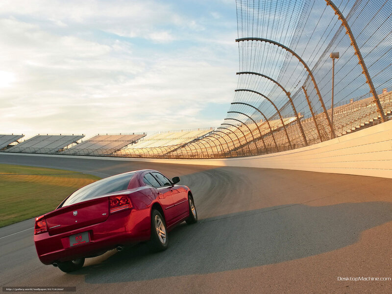 Red car on racetrack
