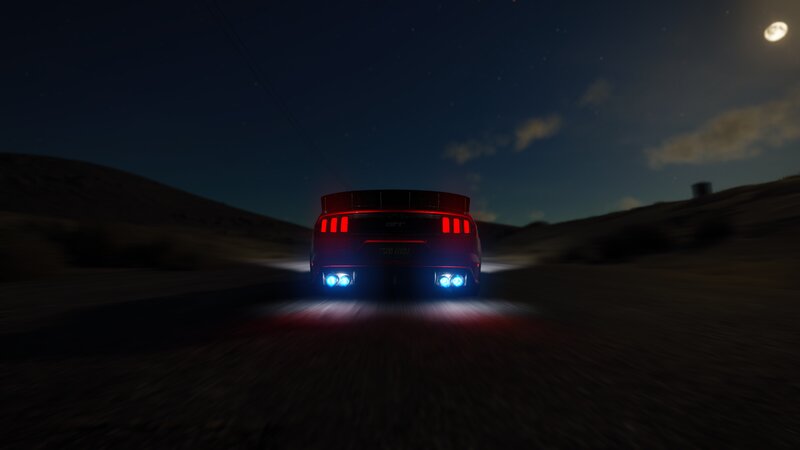 Red Car on Road — Black, Dark, Dramatic