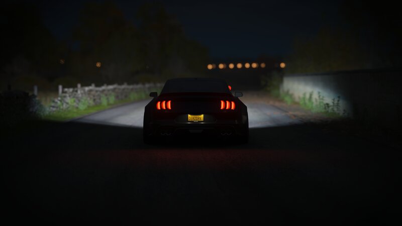 Red Car on Road — Black, Dark, Quiet