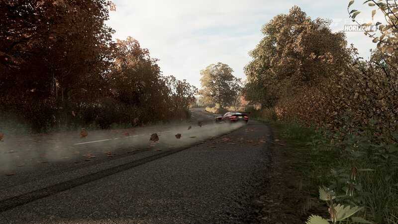 Red Car on Road — Brown