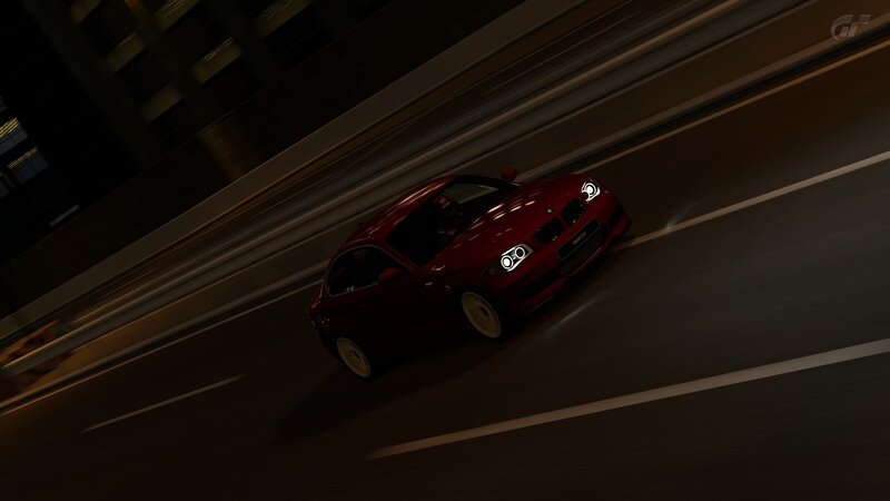Red Car on Road — Dark, Night, Digital Art