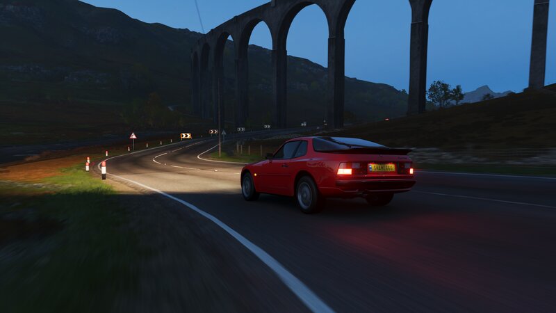 Red Car on Road — Dramatic, Night, 3d Render