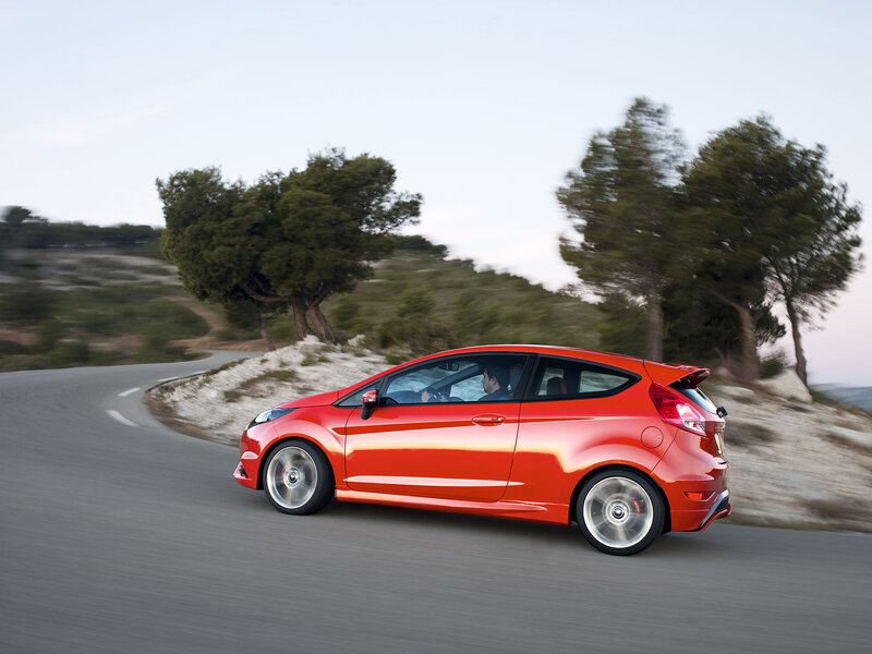 Red Car on Road — Dynamic, Sunset, Photograph
