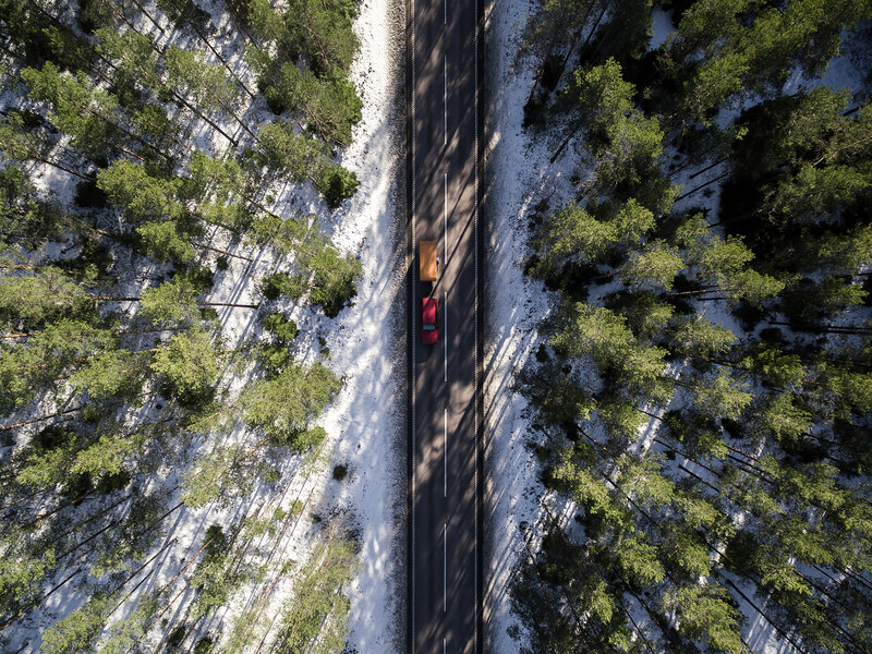 Red Car on Road — Green