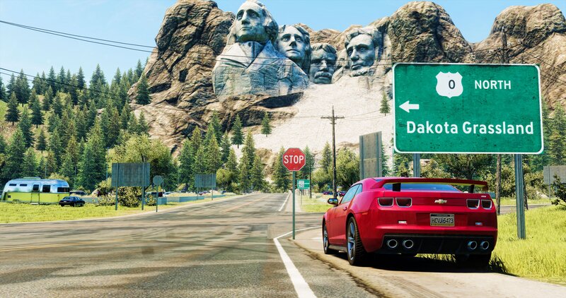 Red Car on Road — Serene, Afternoon