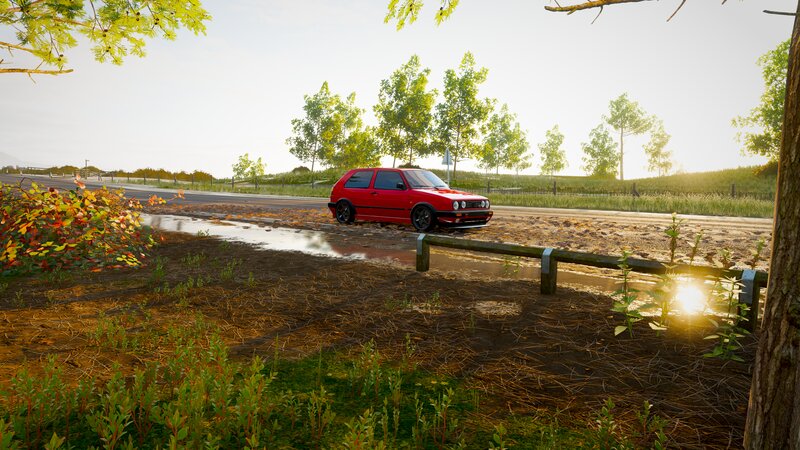 Red Car on Roadside