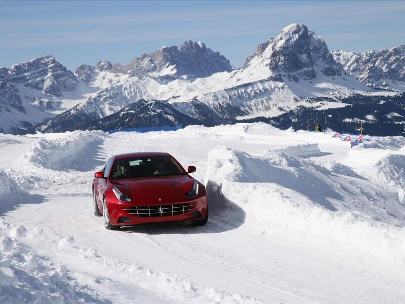 Red Car on Snow