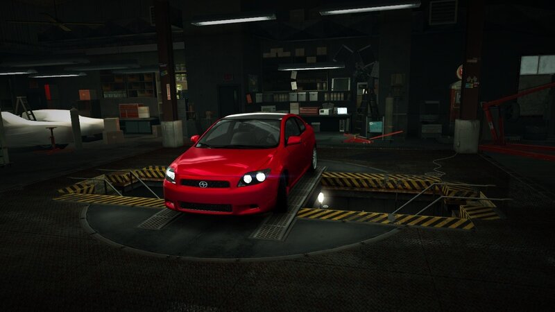 red car on turntable