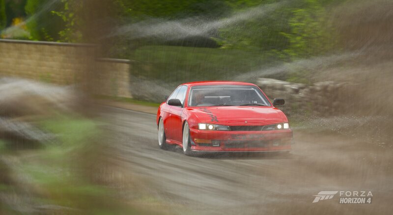 Red Car on Wet Road — Dynamic