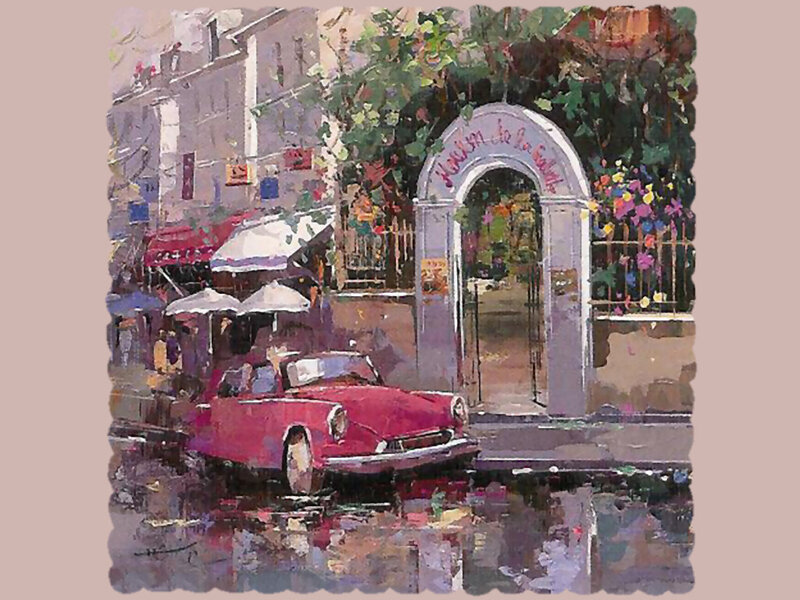 Red Car on Wet Street — Lively