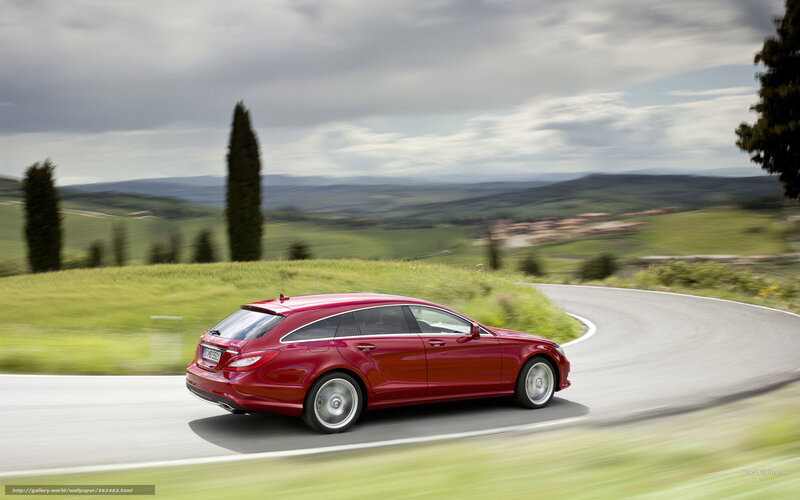 Red car on winding road