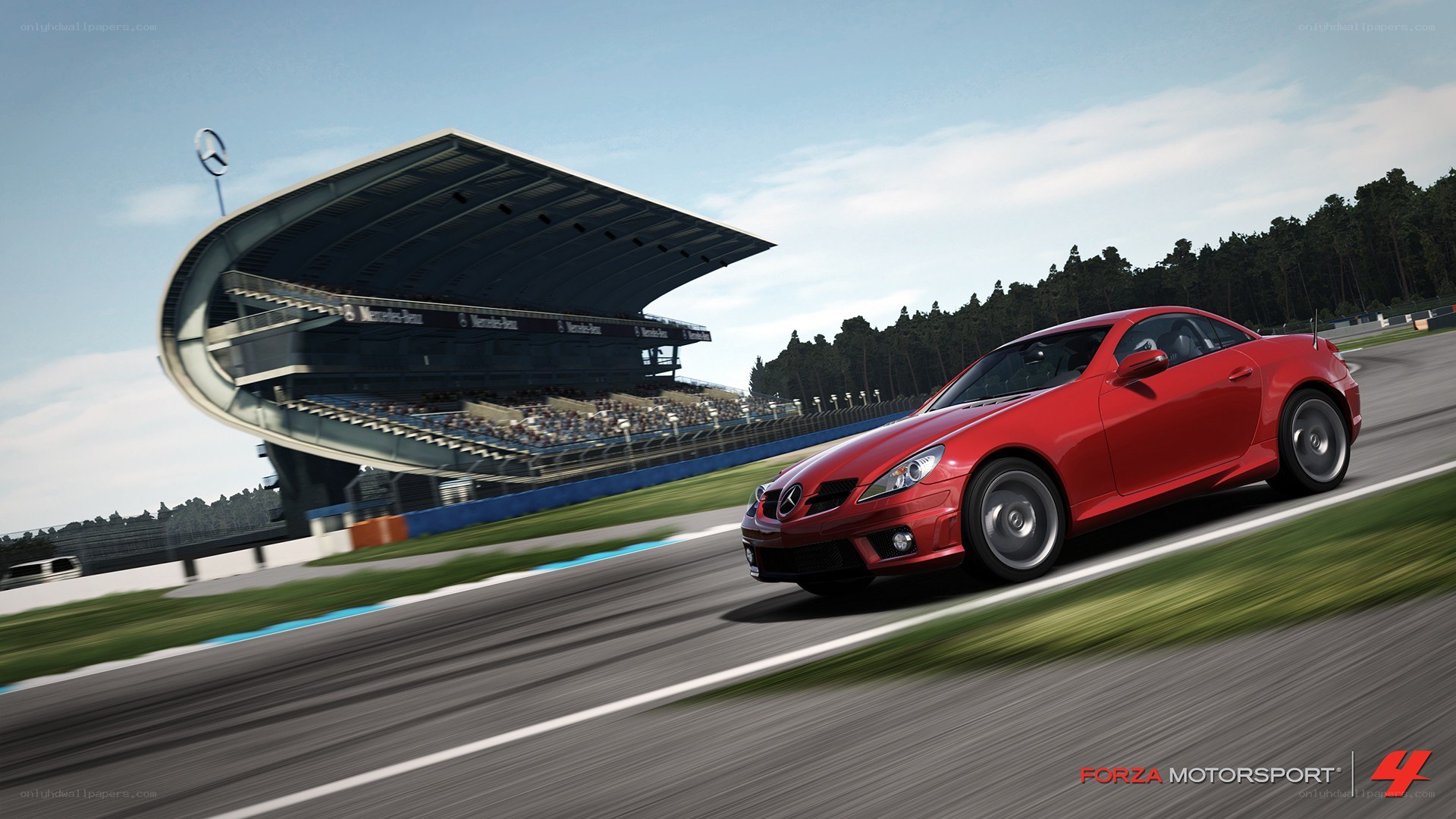 Red car racing on track