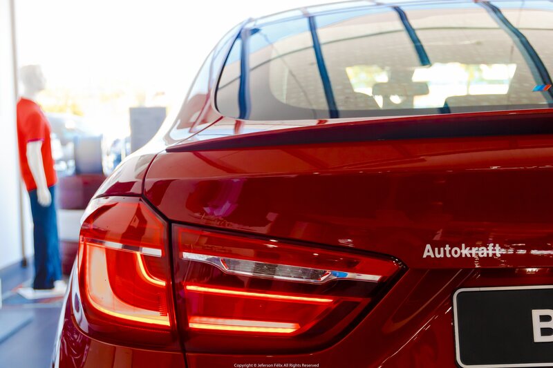 Red Car Rear View — Neutral, Photograph