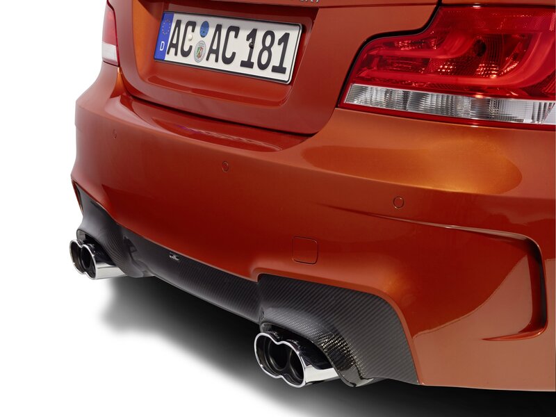 red car rear with exhaust