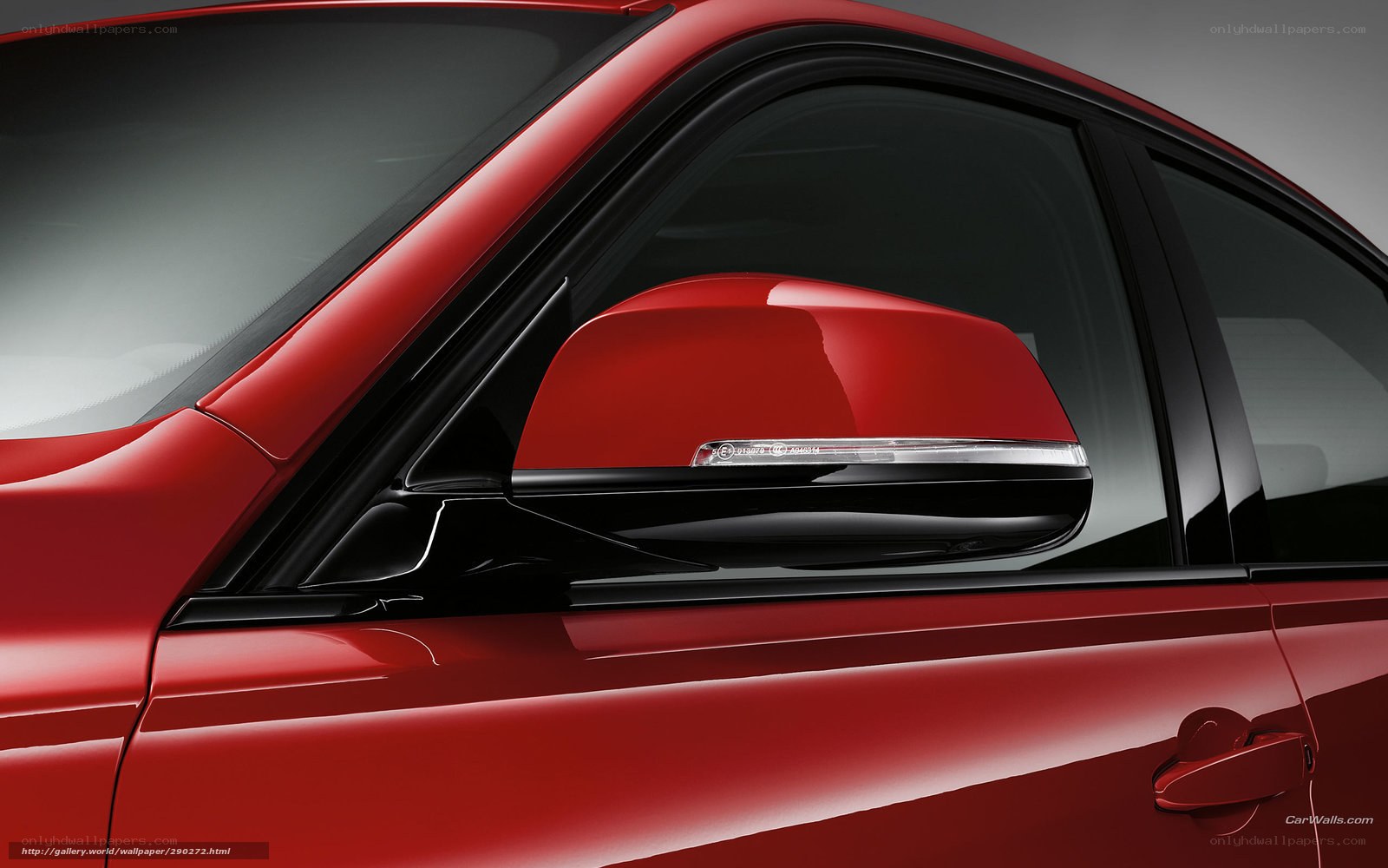 red car side mirror