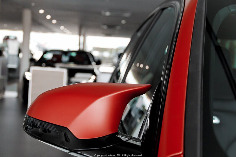 Red Car Side Mirror — Neutral, Photograph