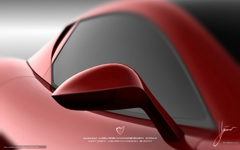 red car side mirror