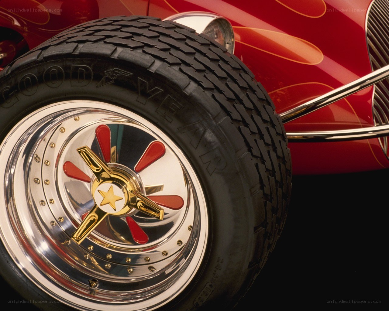 red car wheel close-up