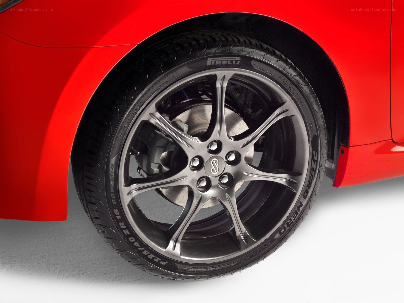 red car wheel close-up