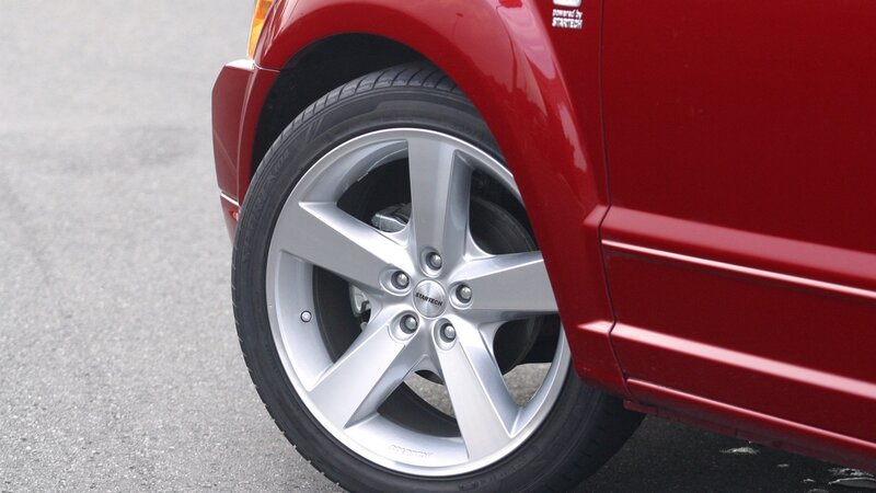 red car wheel close-up