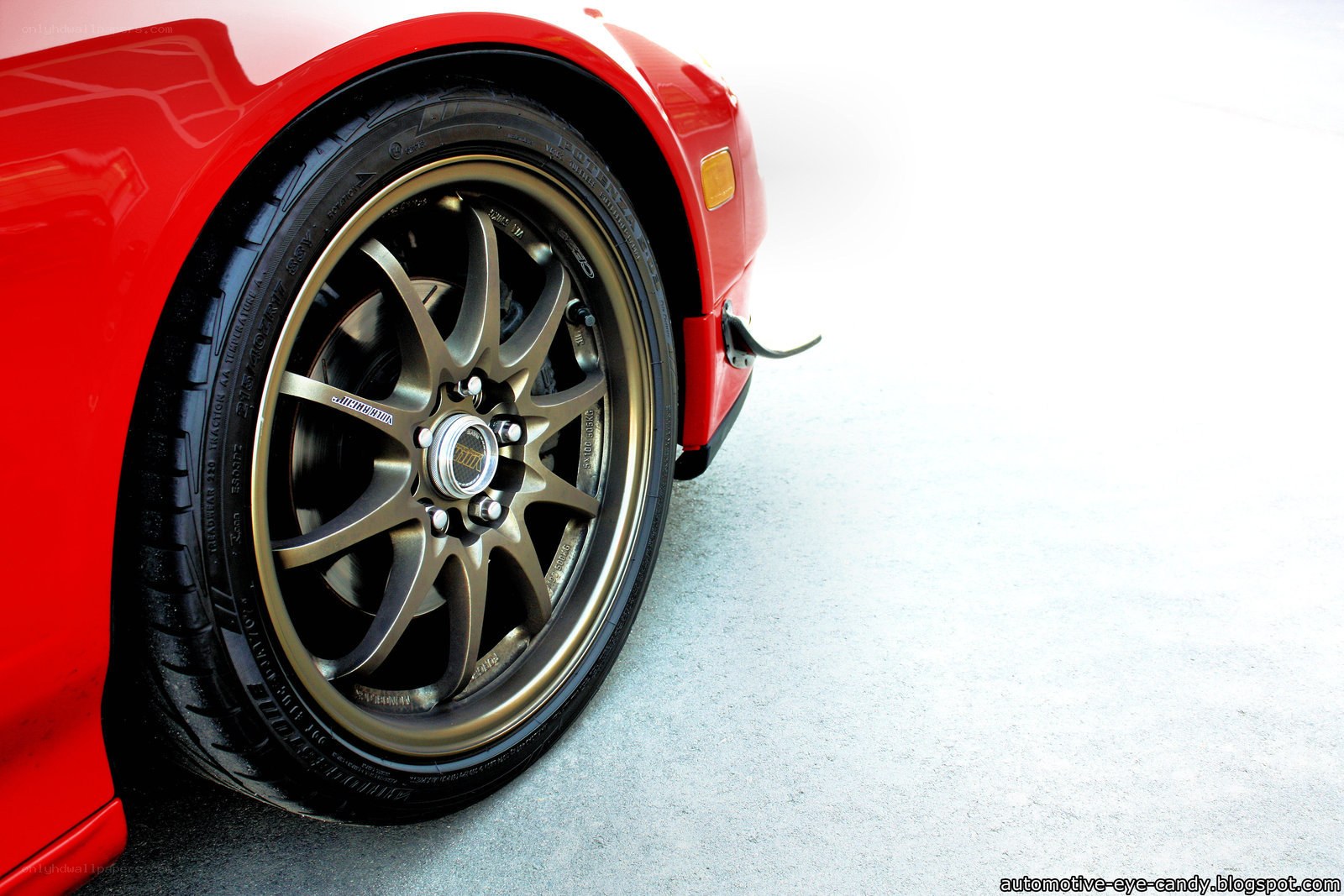 red car wheel close-up