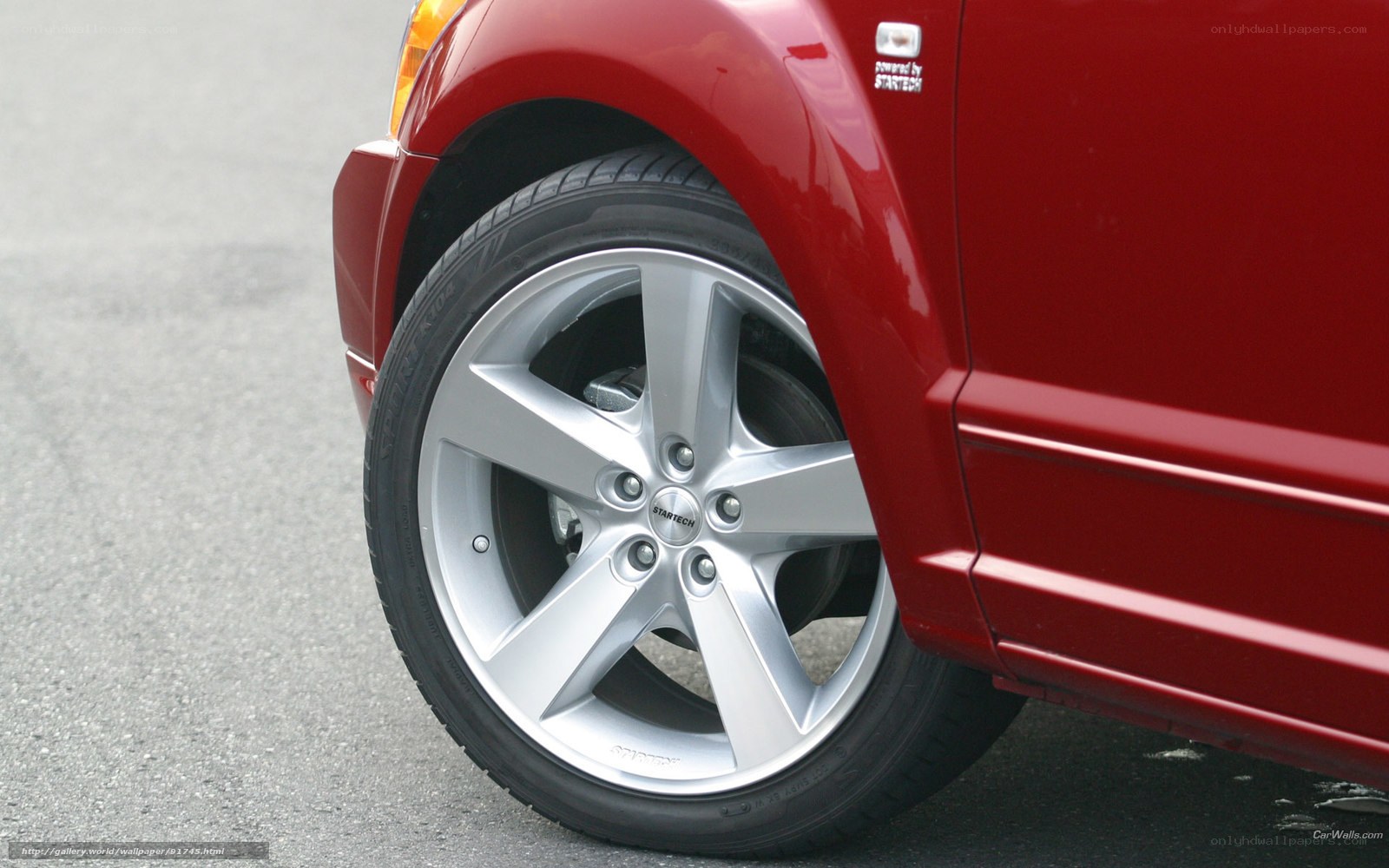 red car wheel close-up