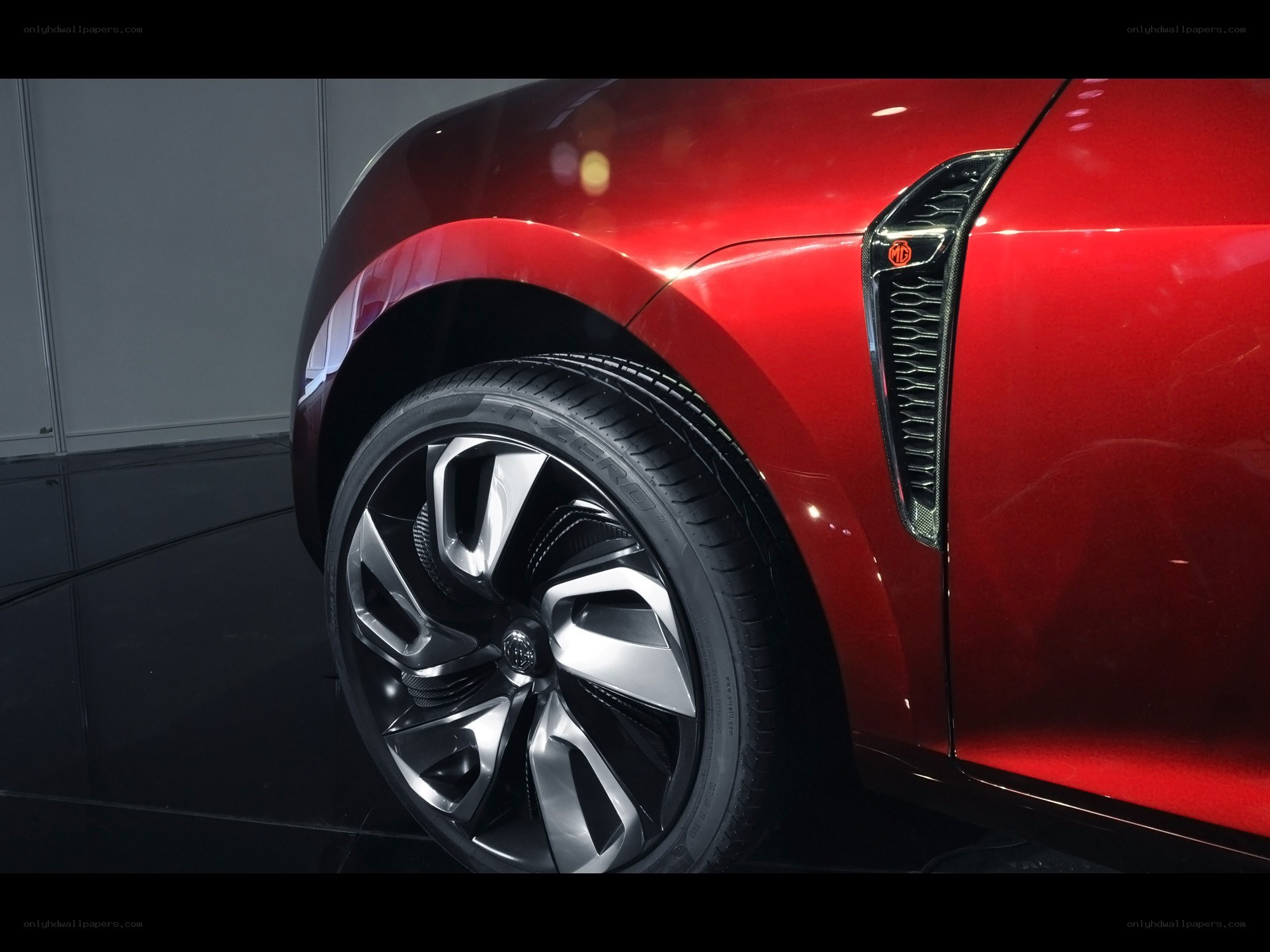 red car wheel detail