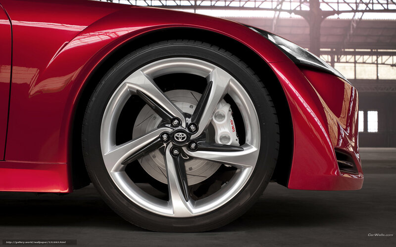 Red Car Wheel — Dramatic, Photograph