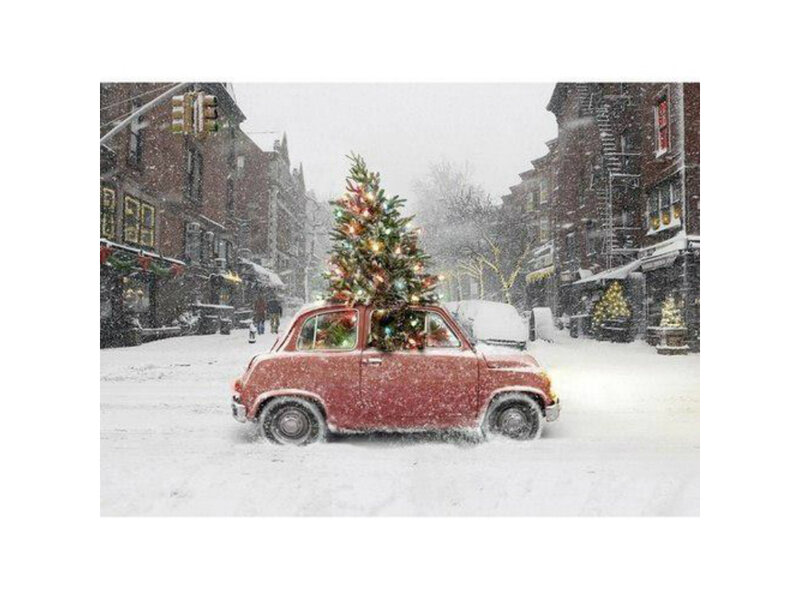 Red Car with Christmas Tree