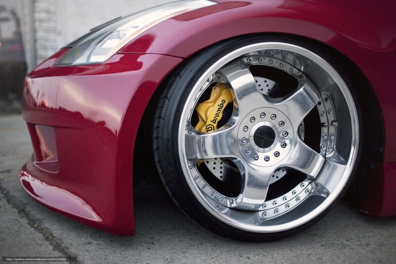 red car with custom wheels