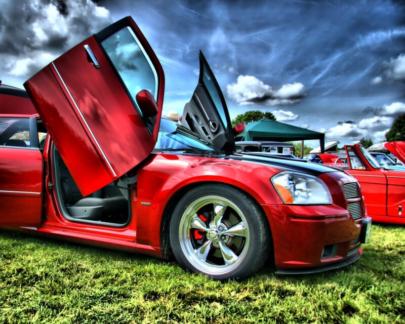 Red Car with Doors Open