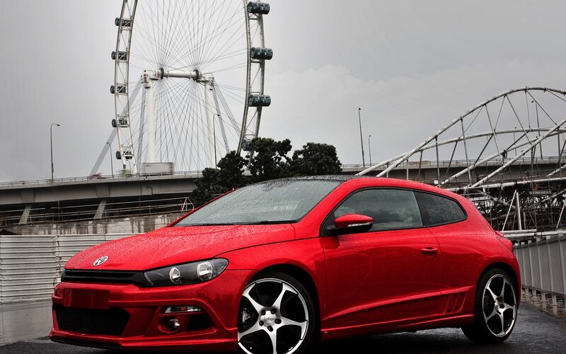Red car with Ferris wheel