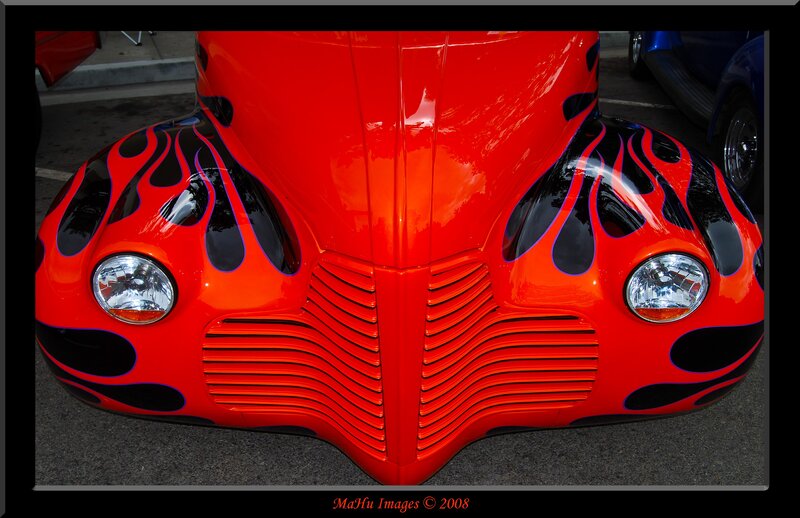 Red car with flame design