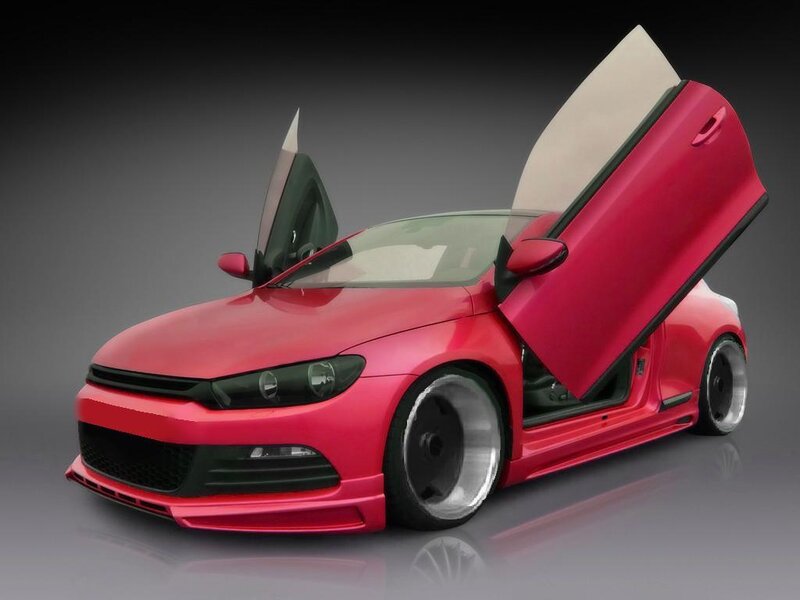 red car with gullwing doors
