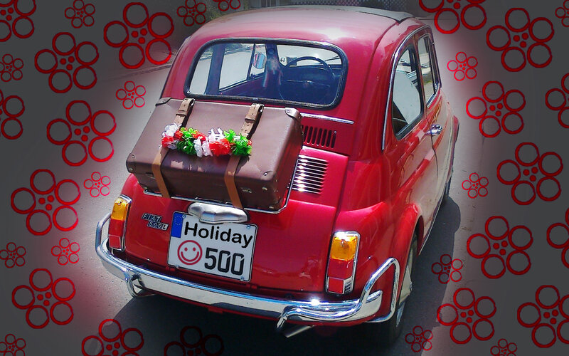 Red Car with Luggage