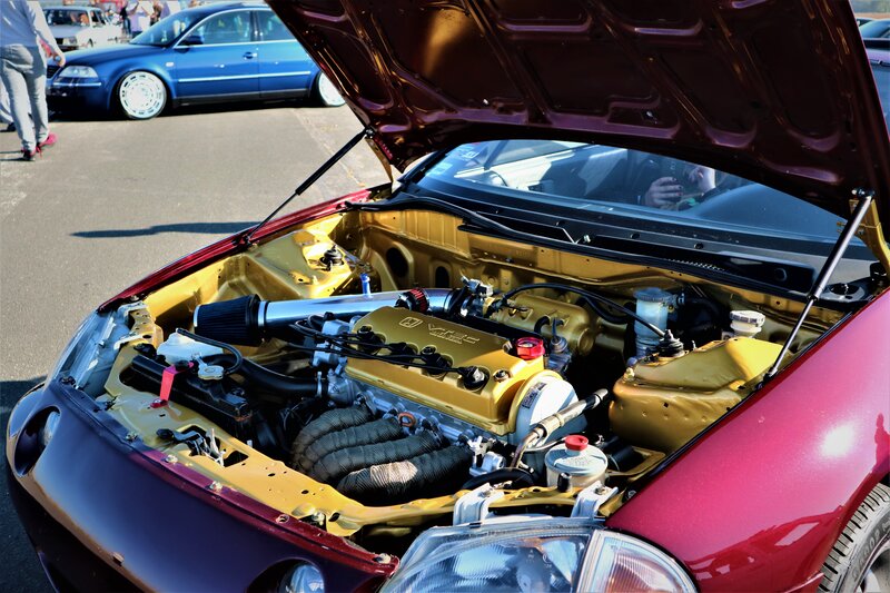 Red Car with Open Hood — Neutral